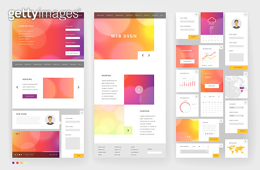 Website template design with interface elements 이미지 (1202037650) - 게티이미지뱅크
