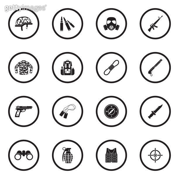 Special Forces Icons. Black Flat Design In Circle. Vector Illustration ...