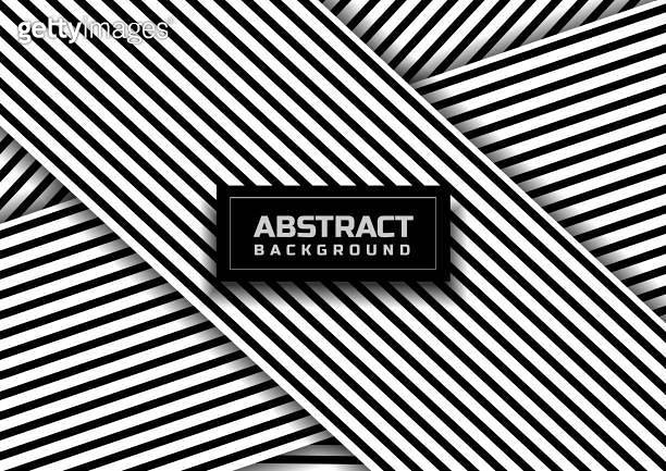 Abstract black striped line pattern on white background and texture ...