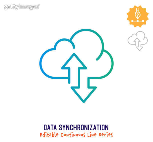 Data Synchronization Continuous Line Editable Stroke Icon 이미지 ...