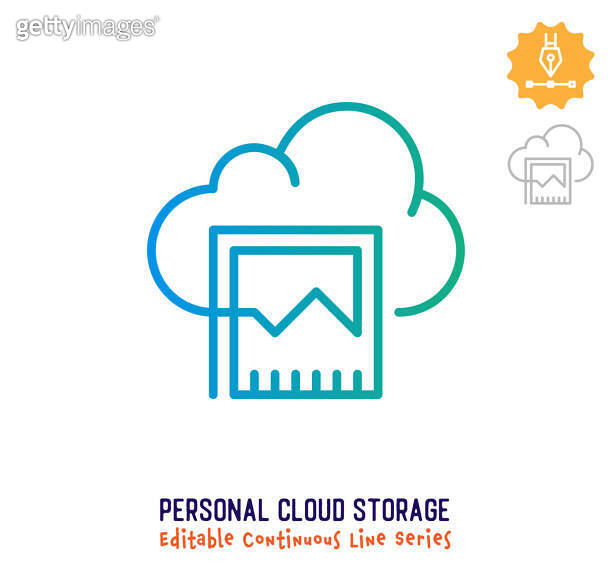 Personal Cloud Storage Continuous Line Editable Stroke Icon 이미지 ...