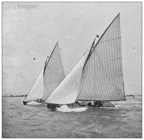 Antique black and white photograph of sport, athletes and leisure