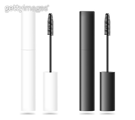 Realistic black and white mascara tube isolated on white background ...