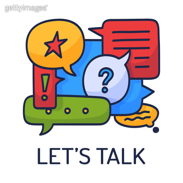 Vector illustration dialog speech bubbles with icons and text let's ...