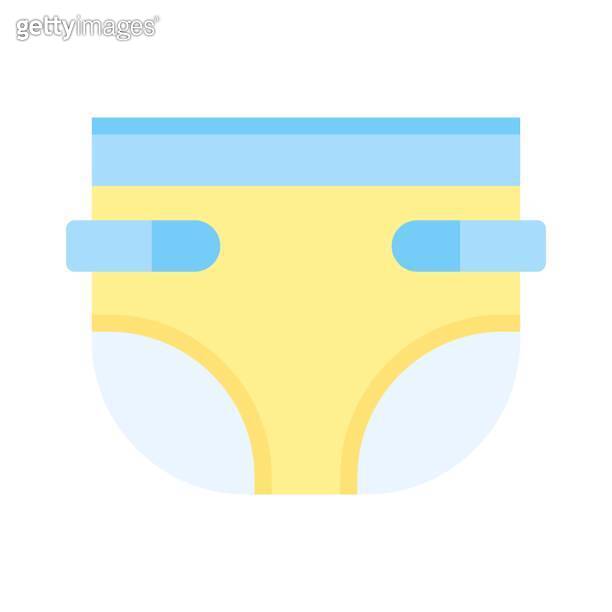 baby shower related cute small baby pamper with strips vector in flat ...