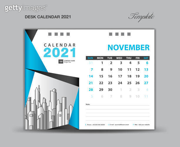 November 2021 template. Desk calender 2021 year design. week starts on ...