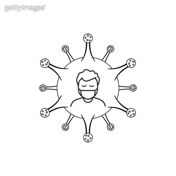 Human face with flu mask icon symbol, flu disease concept and wearing ...