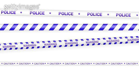 Police Line Number Blue police tape, crime danger line. Caution police lines isolated ...
