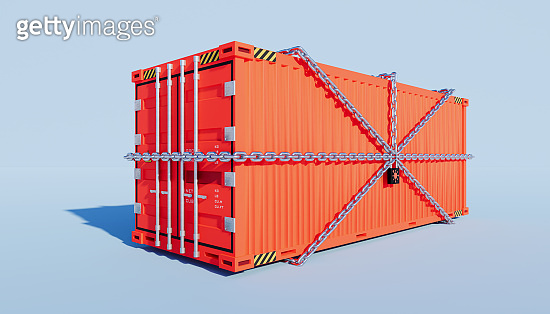 3d rendering of cargo container and trade lockdown by coronavirus ...