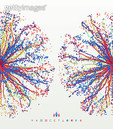 Point explode. Array with dynamic emitted particles. 3d technology ...