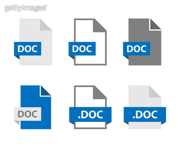 DOC files document icon set, DOC file format sign 이미지 (1210342882) - 게티 ...