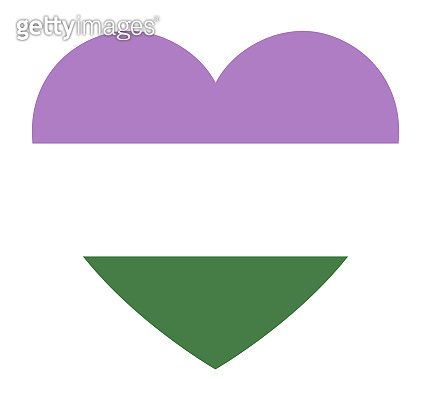 Genderqueer pride flag, in heart shape icon on white background, vector ...