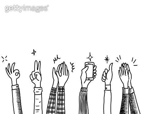doodle sketch style applause on white background.hand drawn of applause ...