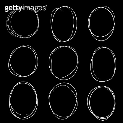 set of hand drawn vector doodle circle line sketch illustrations 이미지 ...