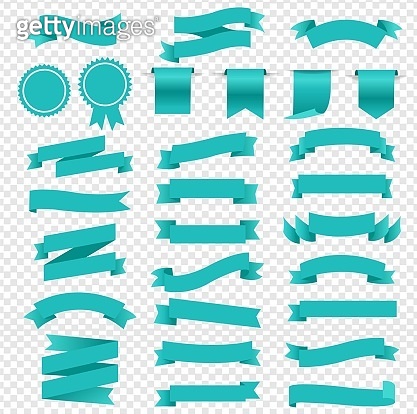 Blue Retro Paper White Ribbons Set Transparent Background 이미지 ...