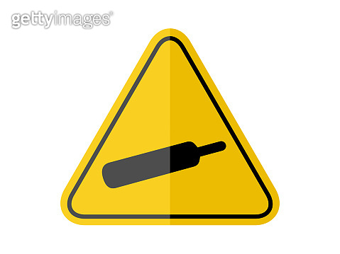 isolated gases stored under pressure, common hazards symbols on yellow ...