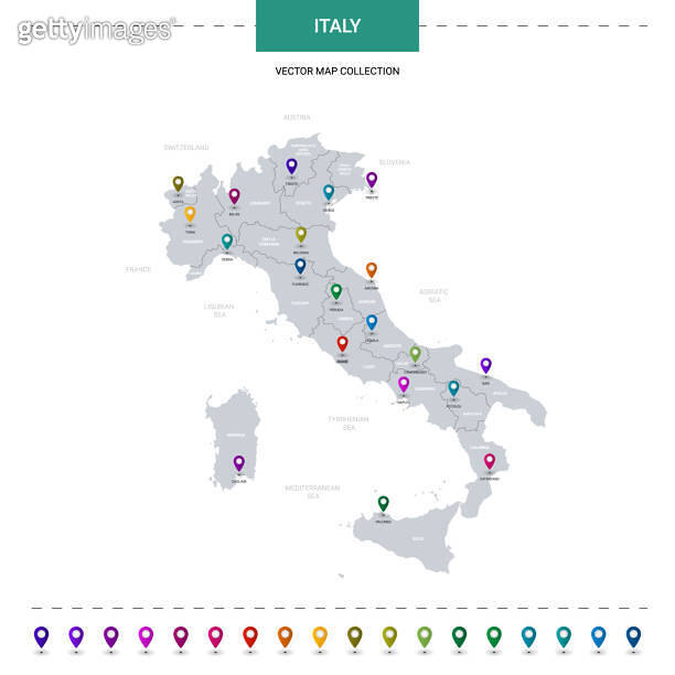 Italy map with location pointer marks. Infographic vector template ...