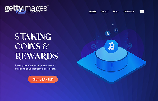 Staking Coins and Rewards UI UX vector web template for website header ...