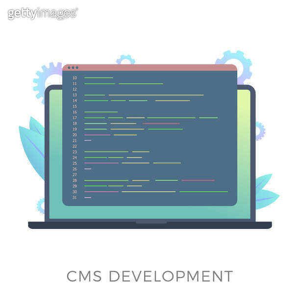 Website content management system (CMS) development flat vector icon ...