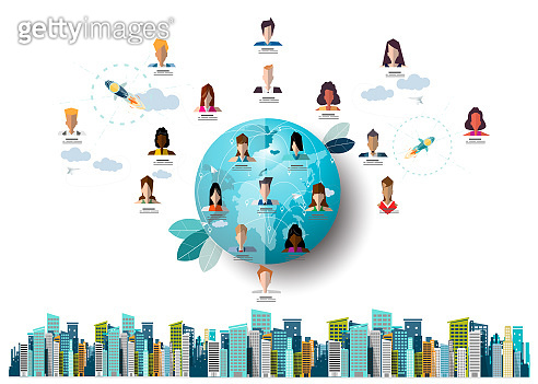 Social network,Internet connection with friends around the world ...