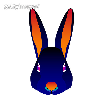 Abstract rabbit head isolated on white. Graphic cartoon rabbit portrait ...