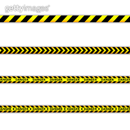 Tellow Police Line Yellow with black police line and danger tapes. Caution tape set ...