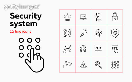 Security system line icon set. Key, locked data storage 이미지 (1202835400 ...