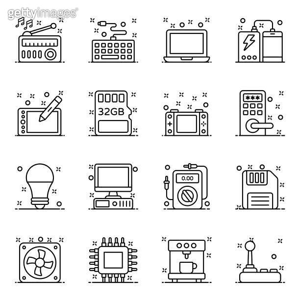 Computer Accessories in Modern line Style Pack 이미지 (1268621470) 게티이미지뱅크