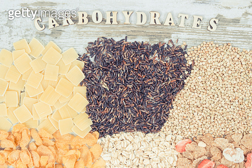 Vintage photo, Natural ingredients and products as source carbohydrates ...