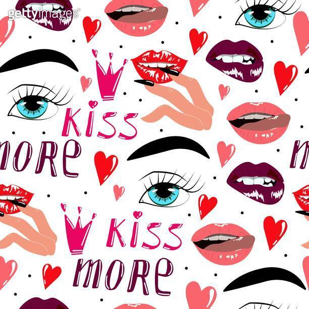 Seamless pattern with beautiful lips, print for beauty sphere and ...