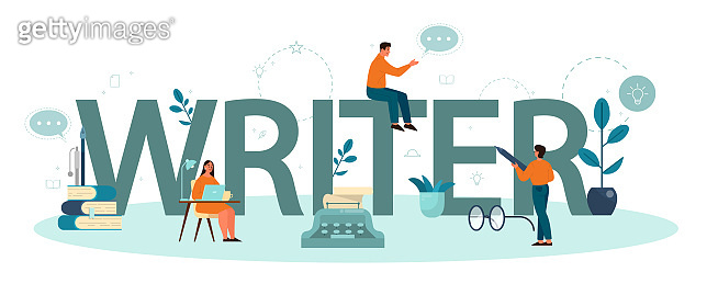 Professional writer typographic header concept. Idea of creative 이미지 ...