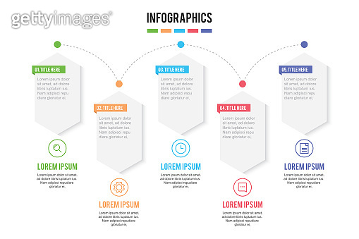 colorful timeline infographic with 5 steps and options design template ...