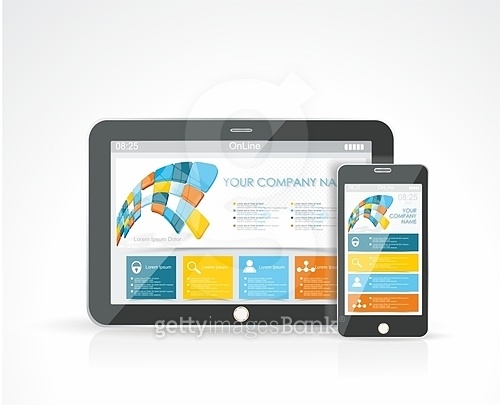 Smartphone and a Tablet PC with a responsive design website. 이미지 ...
