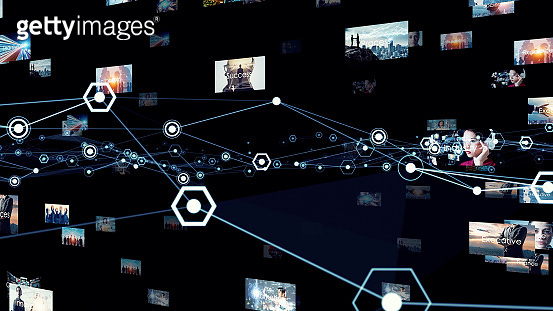 Visual contents concept. Social networking service. Streaming video ...