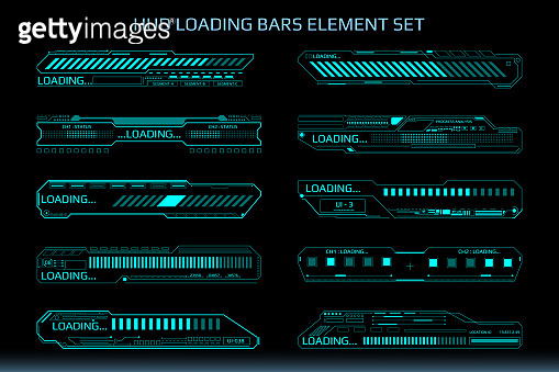 HUD Futuristic Element Loading Data Transfer Bars Set Gadget Vector ...