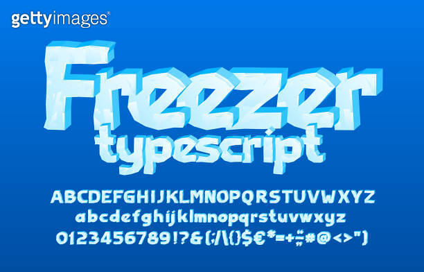 Freezer alphabet font. 3D cartoon ice letters, numbers and punctuation ...