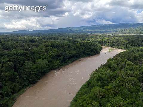 Progo View Aerial view of the Progo river in Yogyakarta. beautiful tropical ...