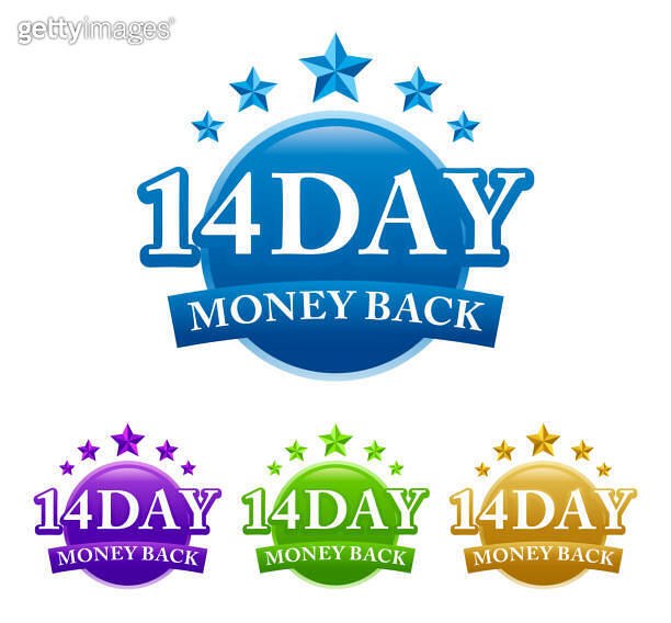 14 Day Money Back 4 color vector badge isolated on white background 이미지 ...