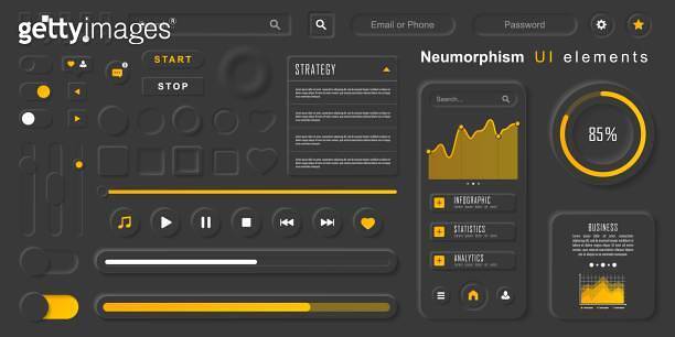 User interface elements for mobile app. Neumorphism User interface ...