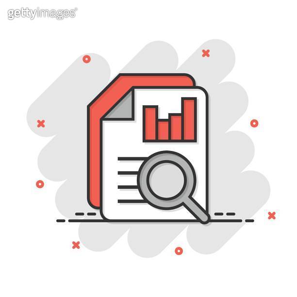 Financial statement icon in comic style. Result cartoon vector ...