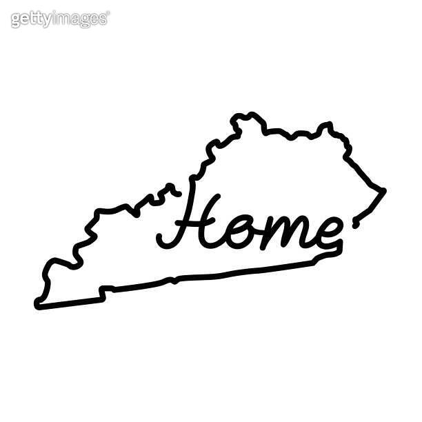 Kentucky US state outline map with the handwritten HOME word ...