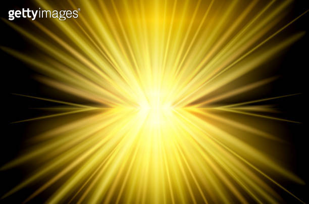set of realistic gold rays rising isolated or yellow magic sunlight ...