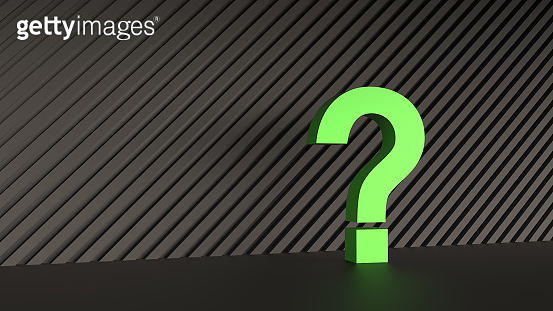 Questions Copy Left Green question mark on abstract black background with empty copy space ...