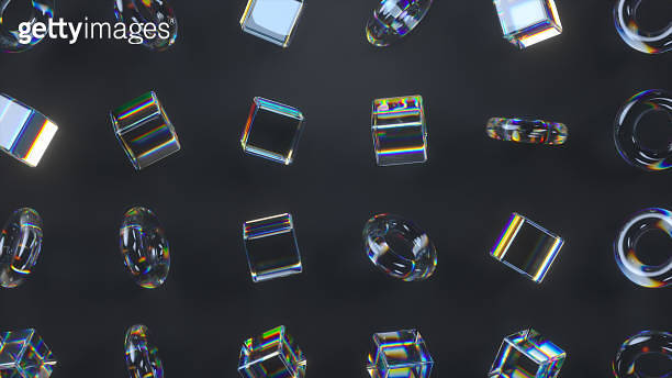 3d glass rotating cubes and torus 이미지 (1323502743) - 게티이미지뱅크
