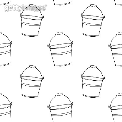 Vector seamless pattern of aluminum metal buckets with handle ...