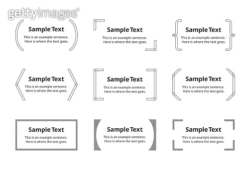 illustration set of frames, borders, brackets, text spaces, and ...