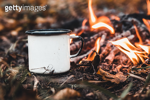 Making coffee at the stake. Make coffee or tea on the fire of nature ...