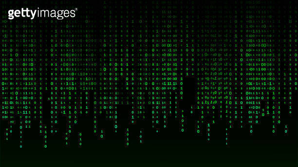 Technology vector binary code. Random falling digits on screen. Hacked ...