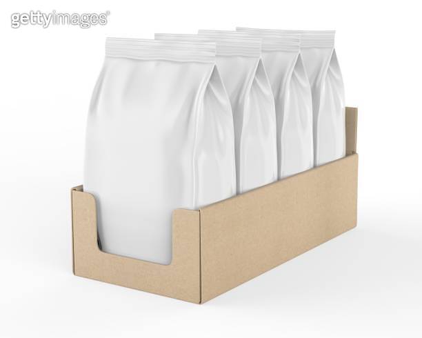Blank Bag Food Packaging Mock up With tray base. 이미지 (1316636804) - 게티이미지뱅크