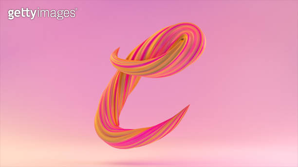 Collection Winding Alphabet. Unique twisted letters. Pink yellow ...